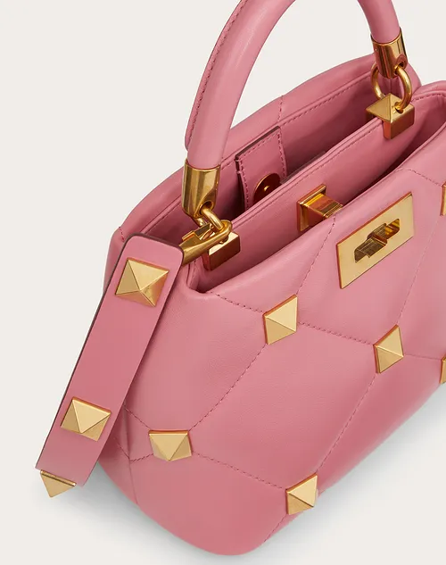 Valentino Small Roman Stud The Handle Bag in Nappa