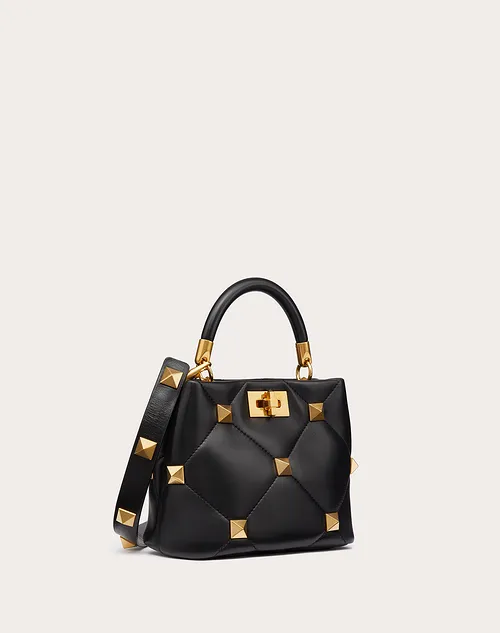 Valentino Small Roman Stud The Handle Bag in Nappa