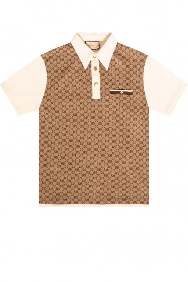 GUCCI BEIGE POLO SHIRT WITH LOGO