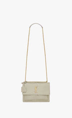 YSL Sunset Medium in Crocodile Embossed Shiny Leather Bag