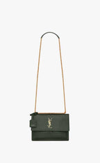 YSL Sunset Medium in Crocodile Embossed Shiny Leather Bag