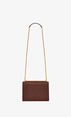 YSL Sunset Medium in Crocodile Embossed Shiny Leather Bag