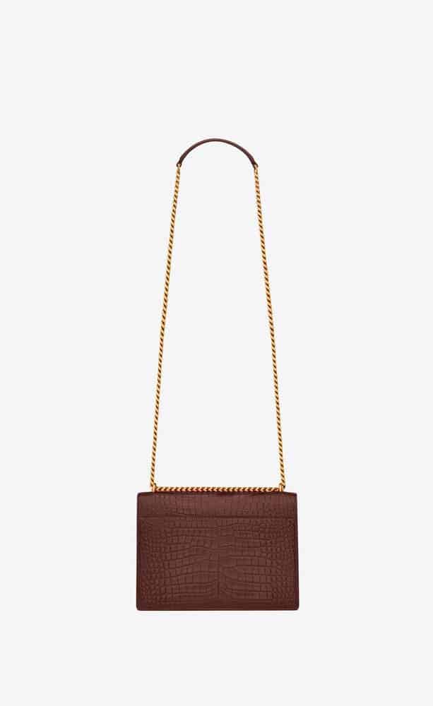 YSL Sunset Medium in Crocodile Embossed Shiny Leather Bag
