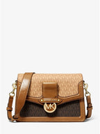MICHAEL KORS Jessie Medium Two-Tone Logo and Leather Shoulder Bag