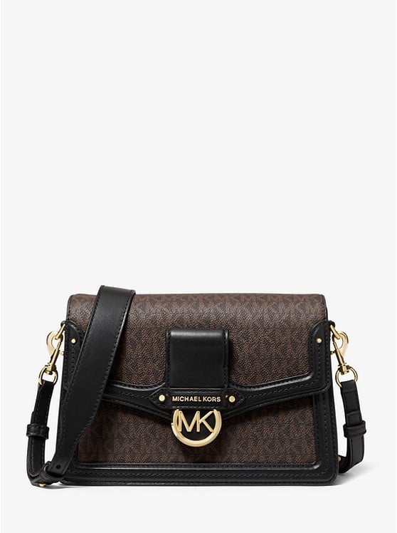 MICHAEL KORS Jessie Medium Logo and Leather Shoulder Bag