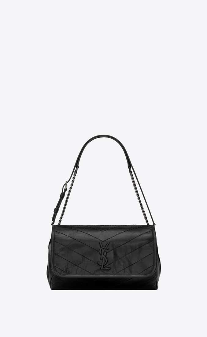 Saint Laurent Niki Body Bag in Crinkled Vintage Leather