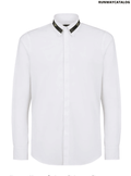 Fendi stripe logo band collar shirt