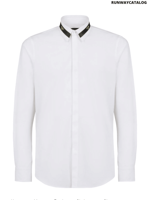 Fendi stripe logo band collar shirt