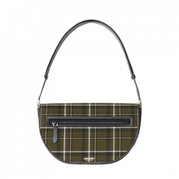 Burberry Medium Tartan Wool and Leather Olympia Bag