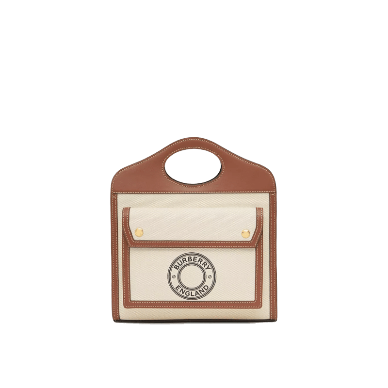 Burberry Mini Logo Graphic Canvas and Leather Pocket Bag