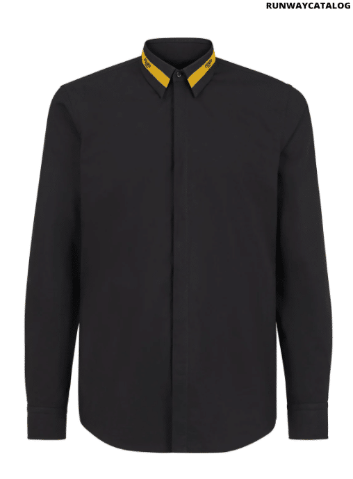Fendi logo-stripe collar shirt