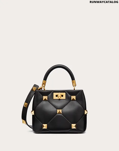 Valentino Small Roman Stud The Handle Bag in Nappa