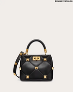 Valentino Small Roman Stud The Handle Bag in Nappa
