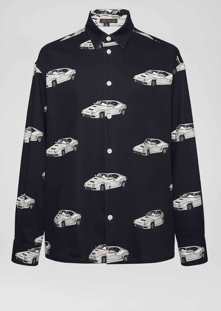Versace Race Car Print Denim Shirt