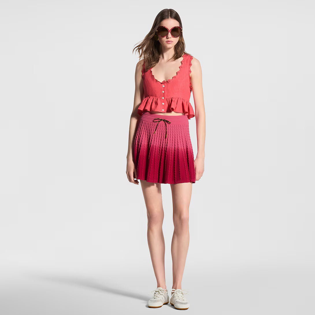 Broderie Trim Peplum Crop Top