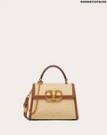 Valentino Small VSLING Handbag in Raffia with Chevron Pattern