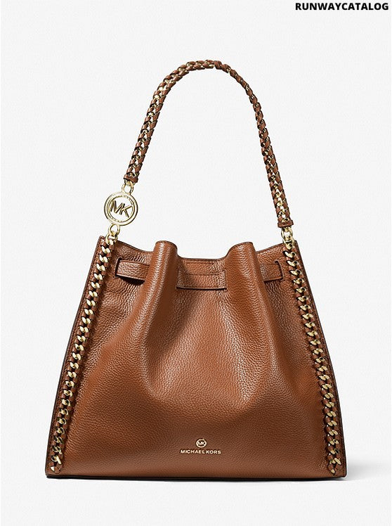 Michael Kors Mina Large Pebbled Leather Shoulder Bag