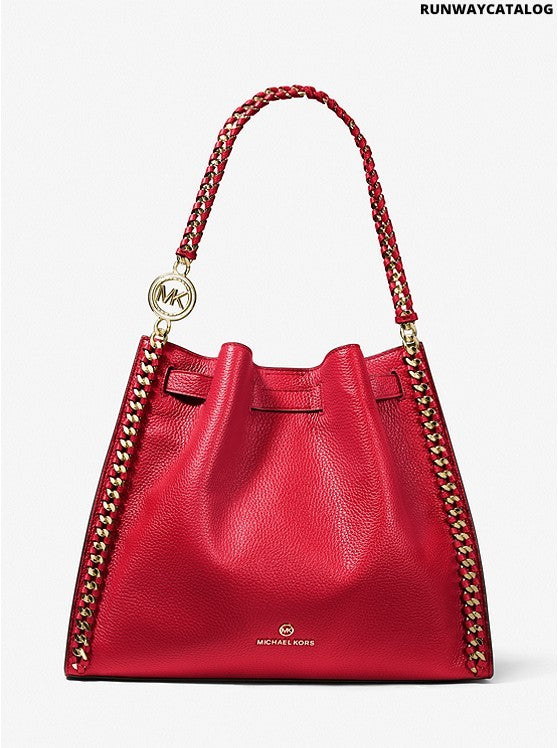 Michael Kors Mina Large Pebbled Leather Shoulder Bag