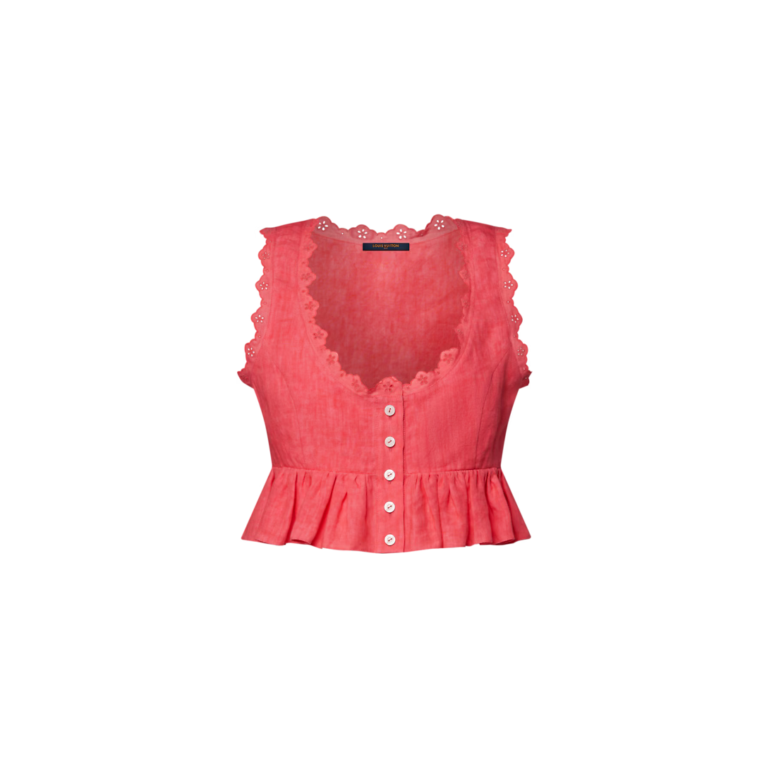 Broderie Trim Peplum Crop Top
