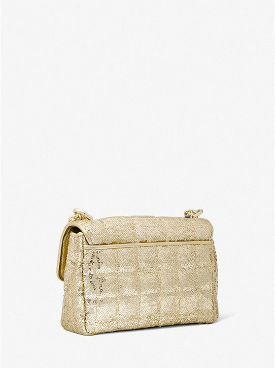 Michael Kors SoHo Small Metallic Sequined Quilted Shoulder Bag