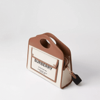Burberry Small Two-tone Canvas and Leather Pocket Tote