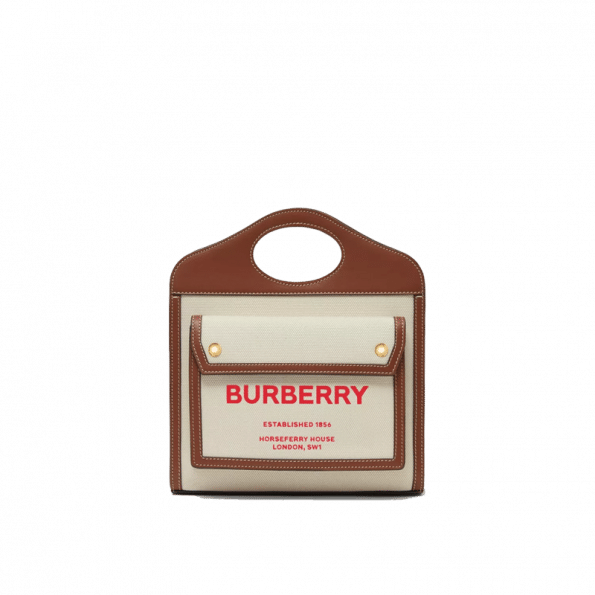 Burberry Medium Two-tone Canvas and Leather Pocket Bag