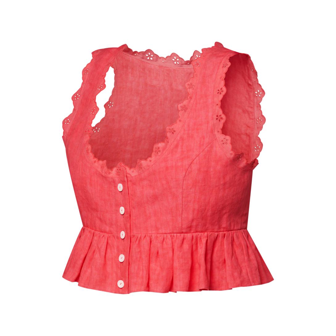 Broderie Trim Peplum Crop Top