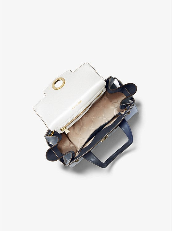 Michael Kors Carmen Small Color-Block Saffiano Leather Belted Satchel
