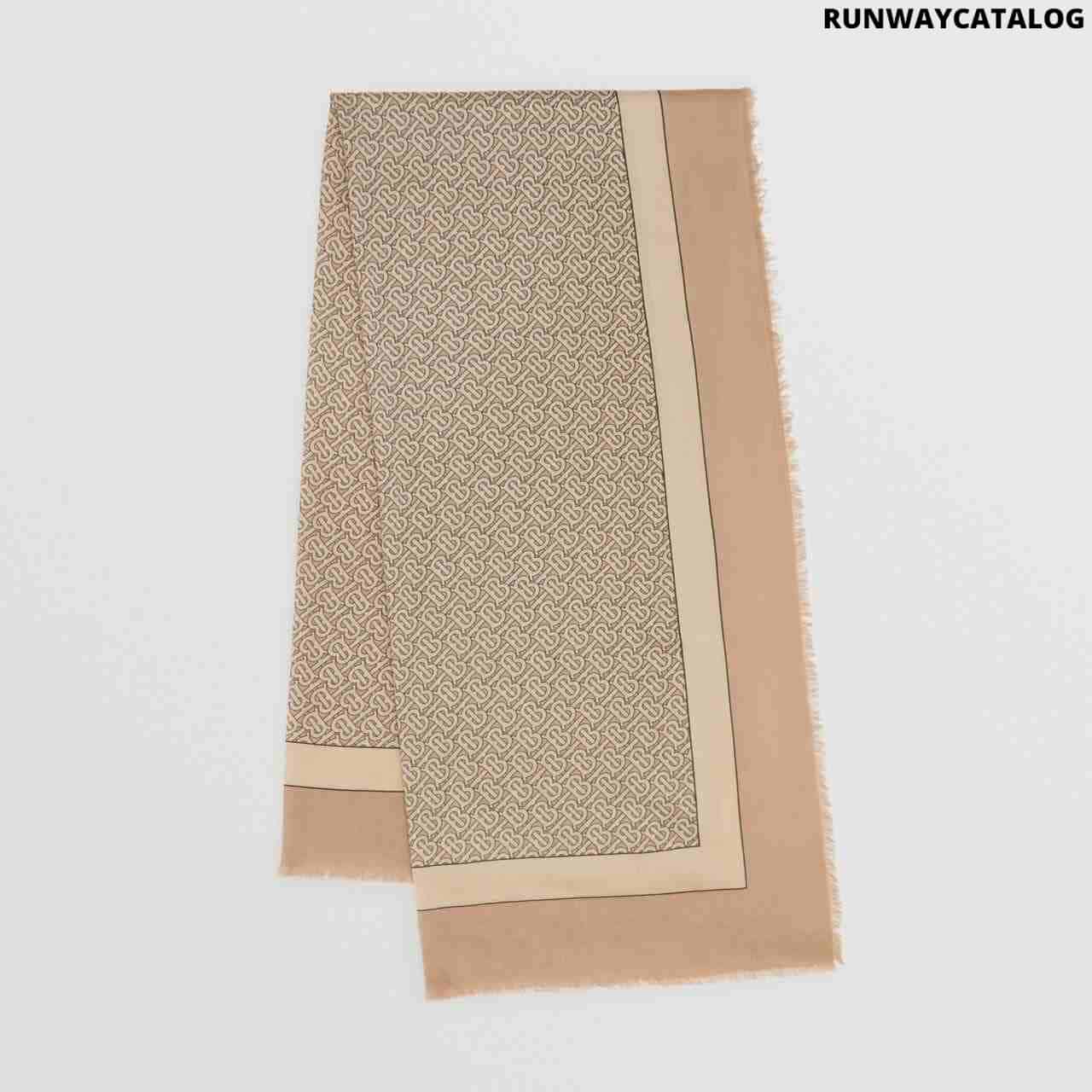 Burberry Monogram Print Lightweight Cashmere Scarf