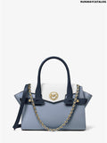 Michael Kors Carmen Small Color-Block Saffiano Leather Belted Satchel