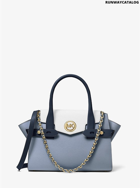 Michael Kors Carmen Small Color-Block Saffiano Leather Belted Satchel