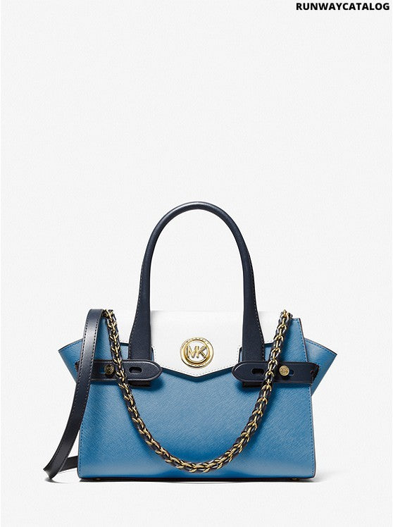 Michael Kors Carmen Small Color-Block Saffiano Leather Belted Satchel