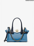 Michael Kors Carmen Small Color-Block Saffiano Leather Belted Satchel