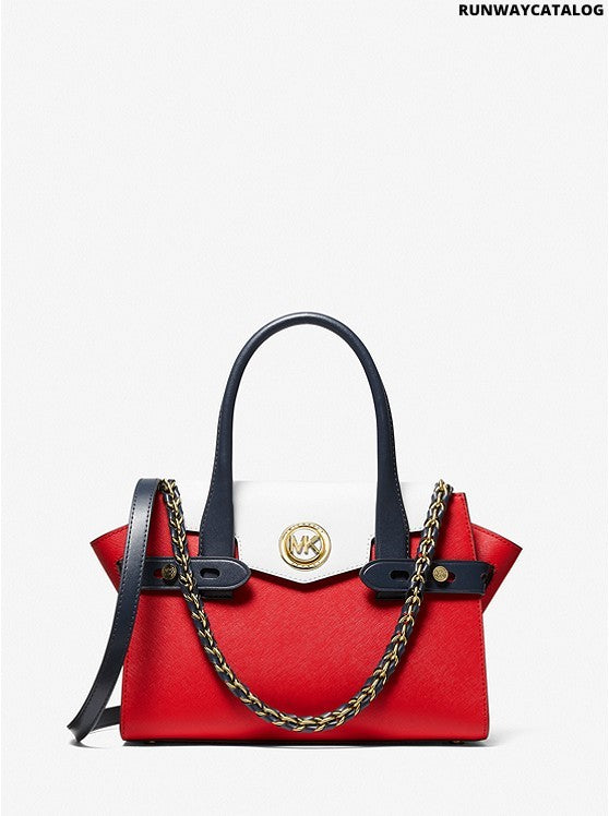 Michael Kors Carmen Small Color-Block Saffiano Leather Belted Satchel