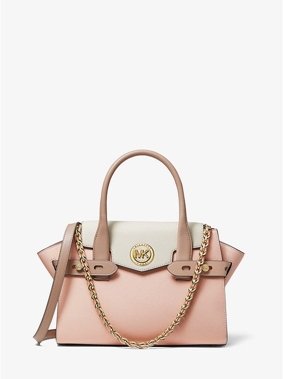 Michael Kors Carmen Small Color-Block Saffiano Leather Belted Satchel