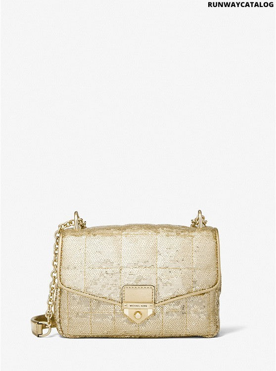 Michael Kors SoHo Small Metallic Sequined Quilted Shoulder Bag