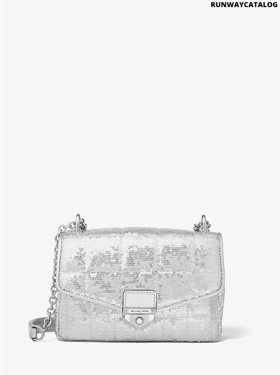 Michael Kors SoHo Small Metallic Sequined Quilted Shoulder Bag
