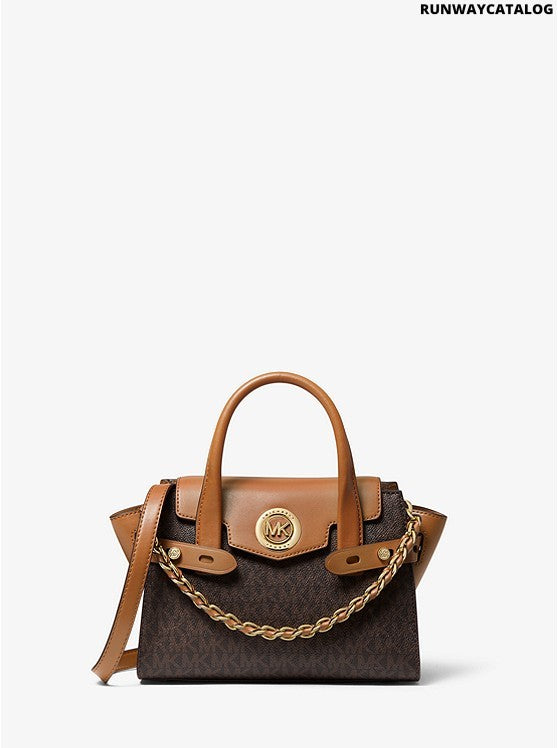 Michael Kors Carmen Extra-Small Logo and Leather Belted Satchel
