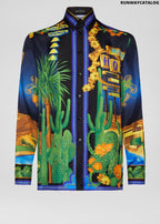Versace Palm Springs Print Silk Twill Shirt