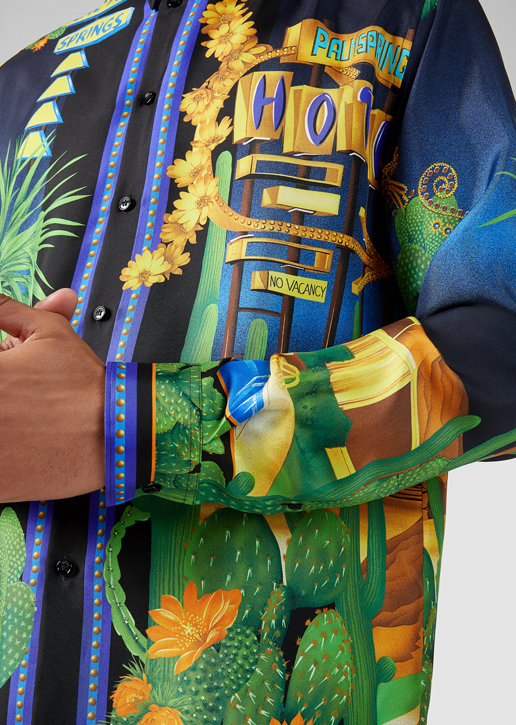 Versace Palm Springs Print Silk Twill Shirt