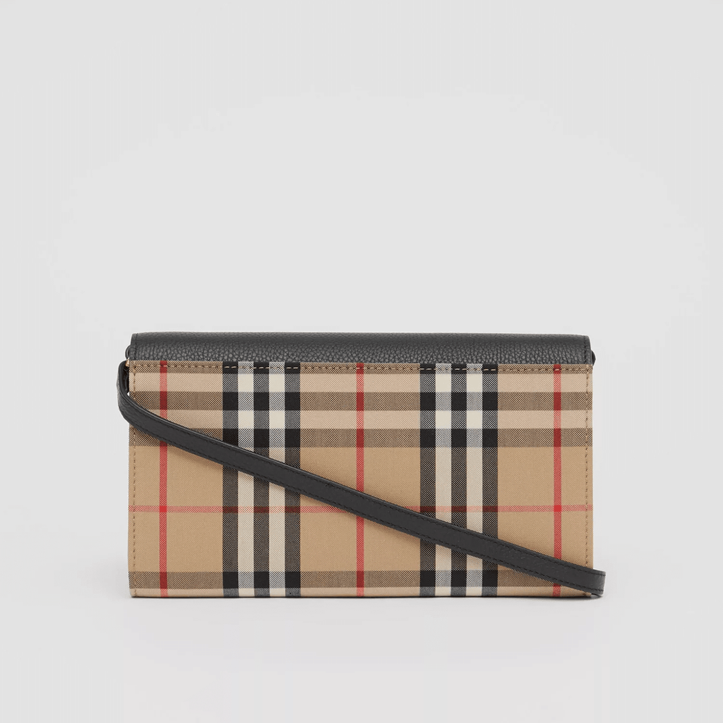 Burberry Vintage Check and Leather Wallet with Detachable Strap