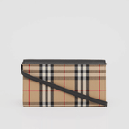Burberry Vintage Check and Leather Wallet with Detachable Strap