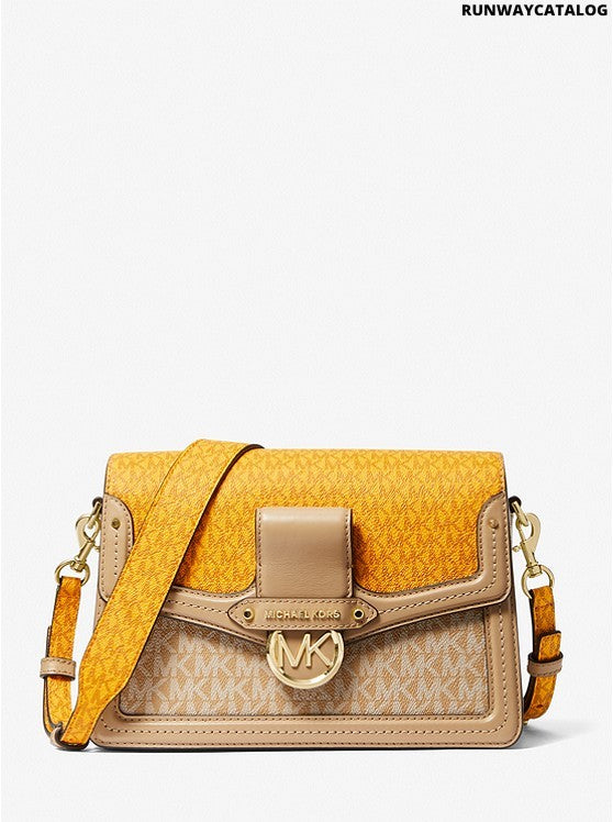 Michael Kors Jessie Medium Two-Tone Logo Shoulder Bag
