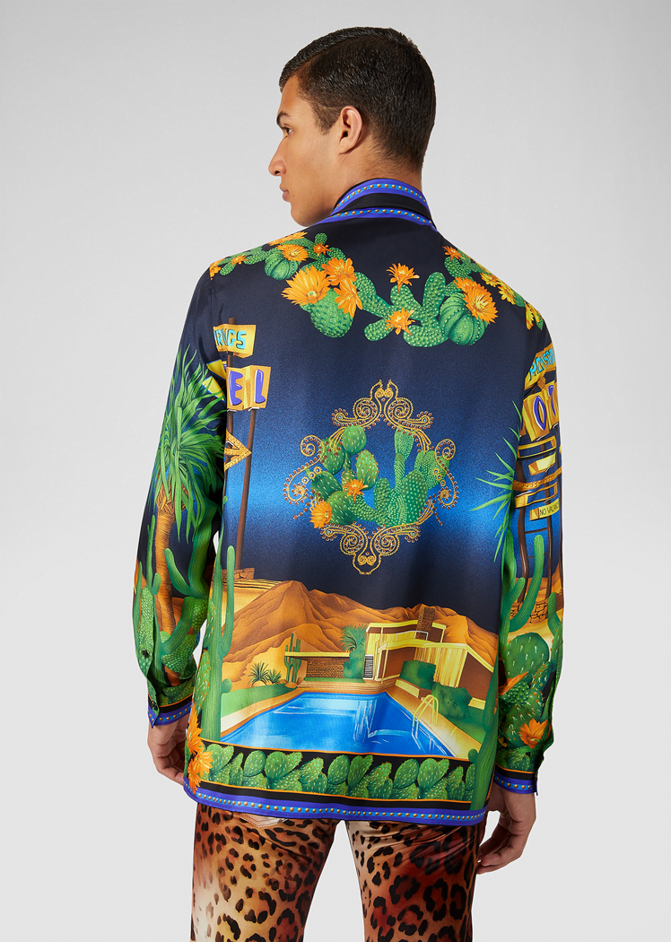 Versace Palm Springs Print Silk Twill Shirt