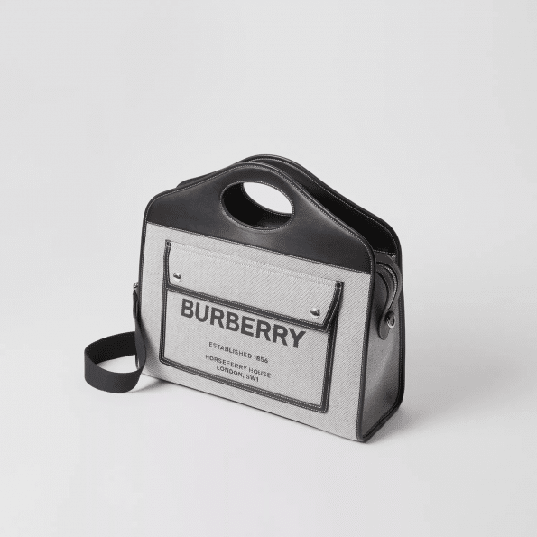 Burberry Medium Two-tone Canvas and Leather Pocket Tote