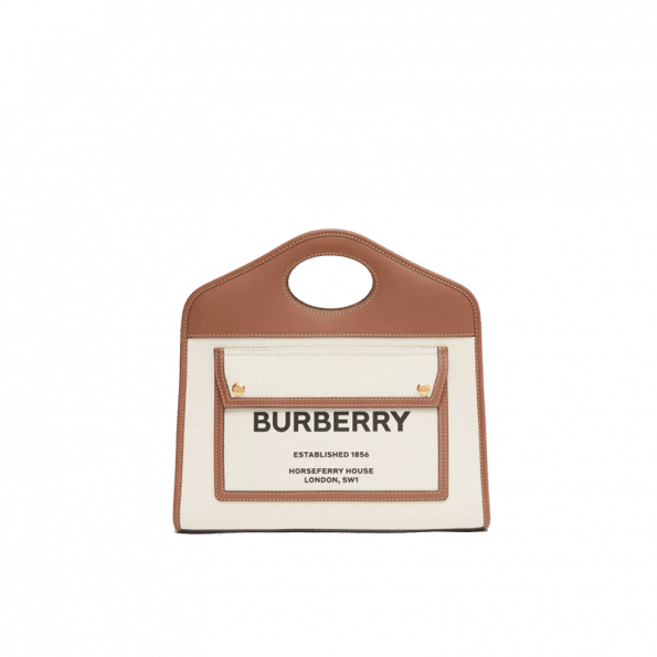 Burberry Small Two-tone Canvas and Leather Pocket Tote