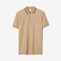 Icon Stripe Collar Cotton Polo Shirt Soft Fawn