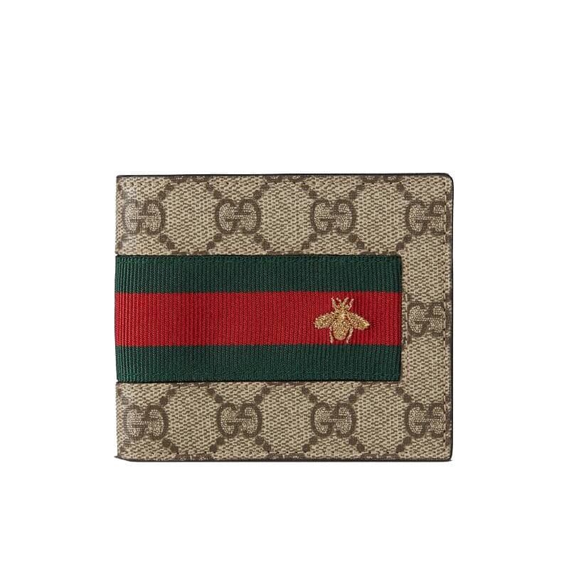 Gucci Web with Bee Embroidery Wallet