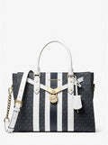 Michael Kors Nouveau Hamilton Large Logo Stripe Satchel