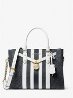 Michael Kors Nouveau Hamilton Large Logo Stripe Satchel